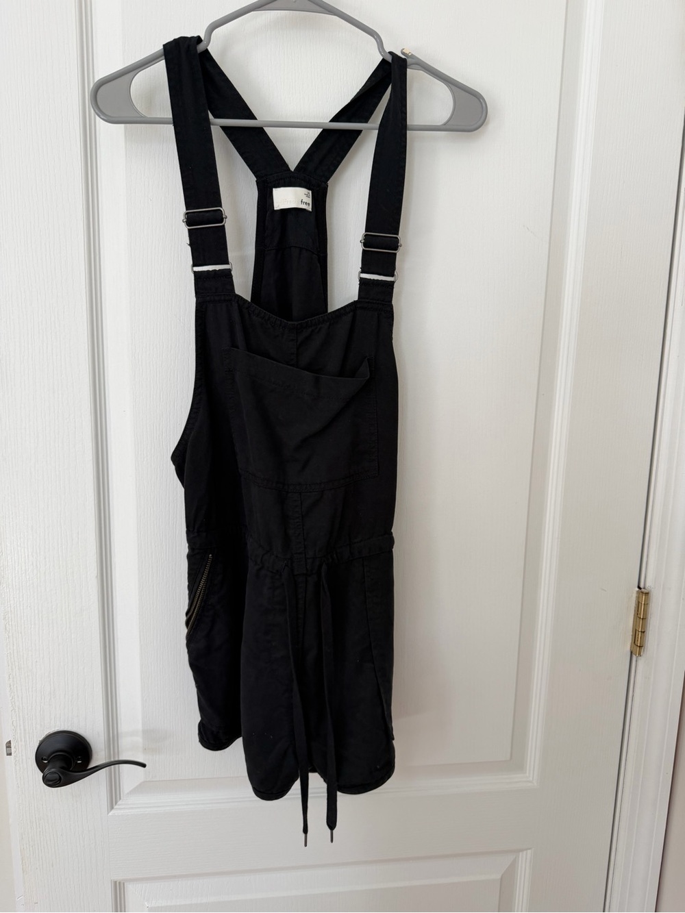 Aritzia Black Cotton Blend Overall Romper